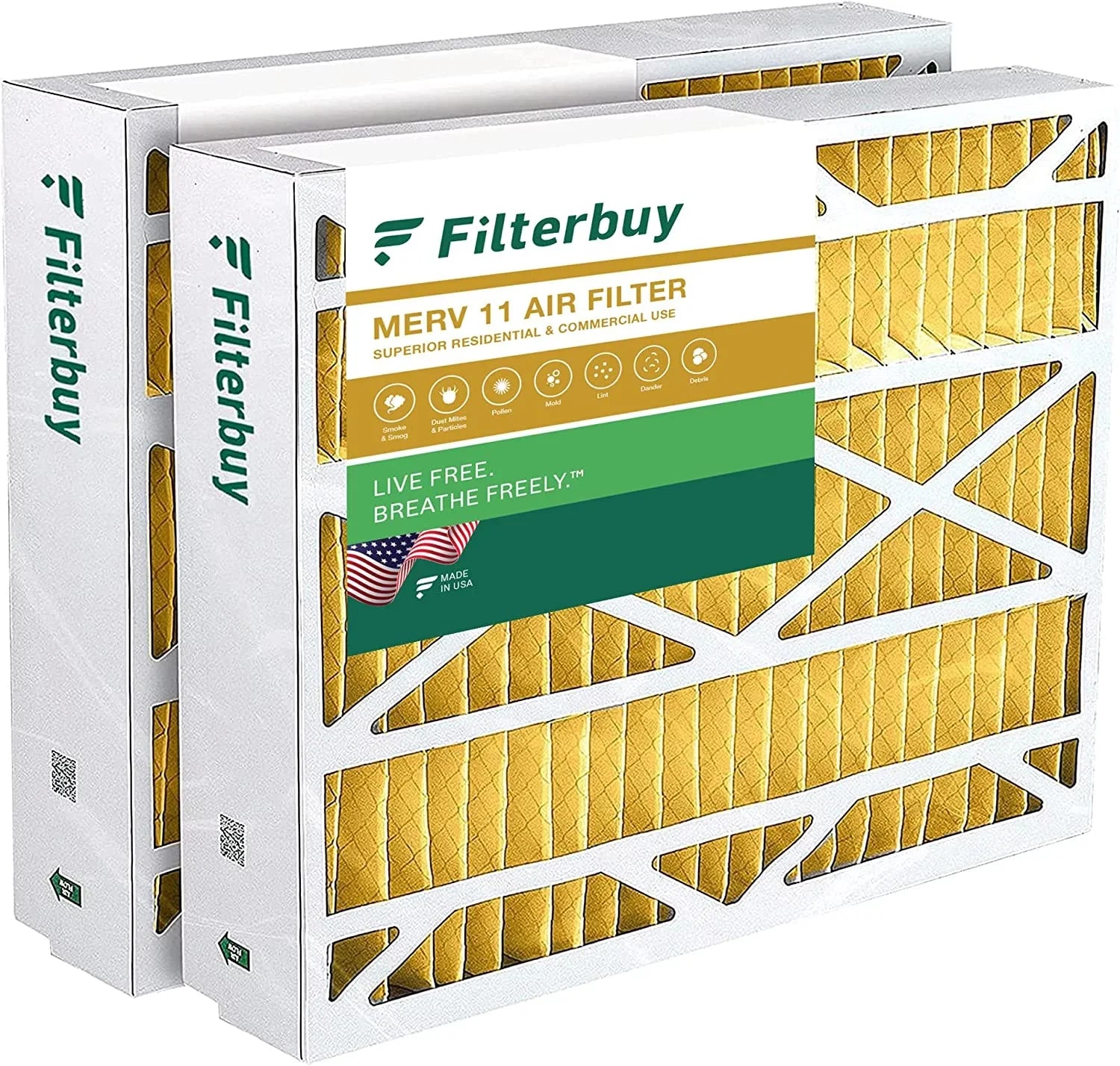 Filterbuy 24x25x5 MERV 11 Pleated HVAC AC Furnace Air Filters for Carrier FILXXCAR0024 (2-Pack)