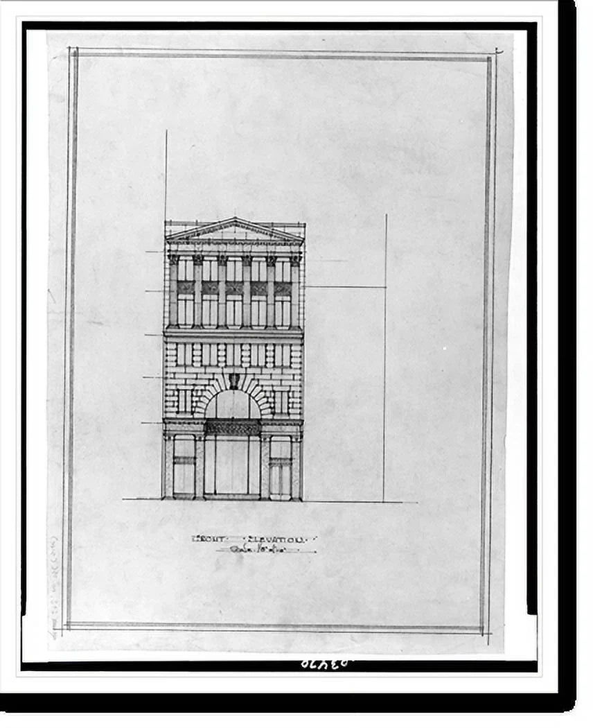 Historic Framed Print, [Two office buildings for B.F. Sizeaul (15th Sizetreet, N.W., Washington, D.C.) North building. Front. Elevation], 17-7/8" x 21-7/8"