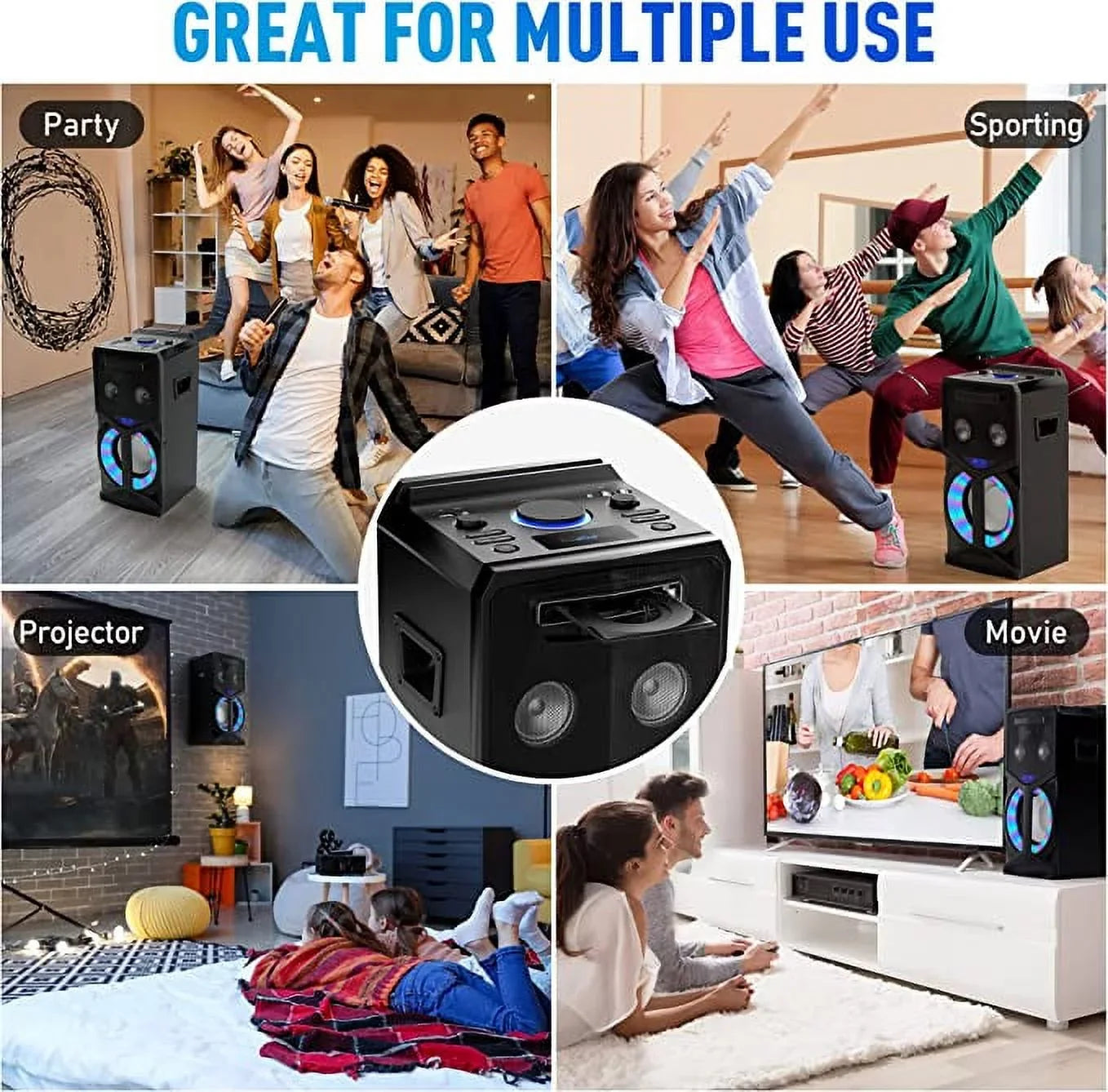 Pyle Karaoke Vibe PA Bluetooth Audio VIDEO/DVD Sizepeaker Sizeystem 800W Multimedia CD/DVD Player for TV