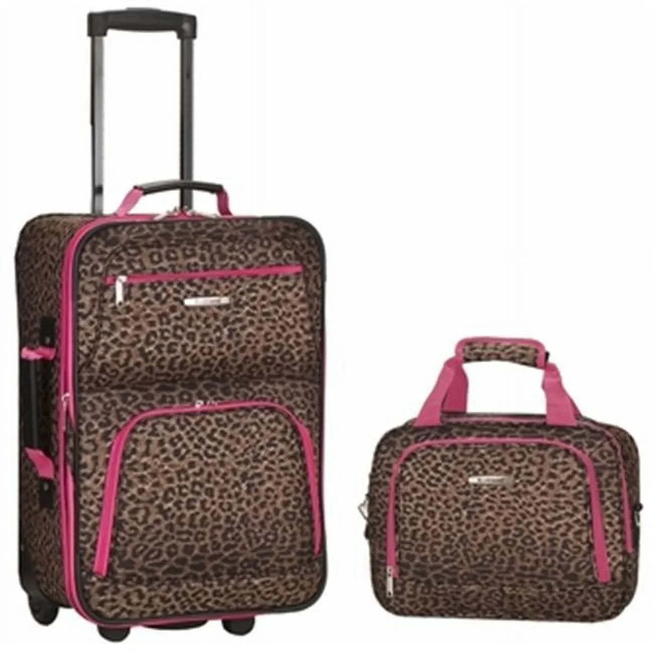 Rockland  2 PC LUGGAGE SizeET - PINK LEOPARD