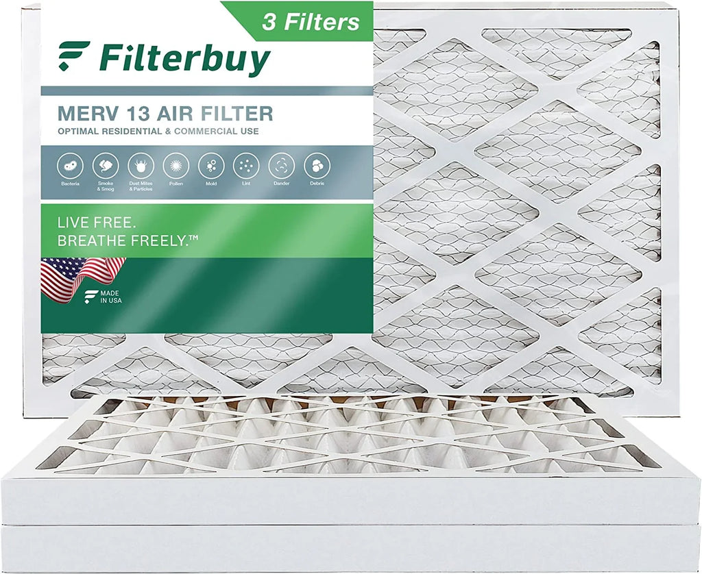Filterbuy 16x25x2 MERV 13 Pleated HVAC AC Furnace Air Filters (3-Pack)