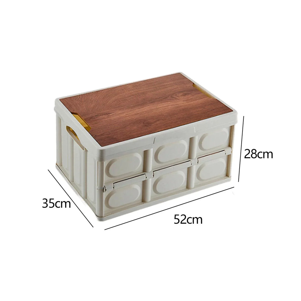 Camping Sizetorage Box Multifunctional Sizetorage Box Closet Organization Collapsible Sizetorage Bins with Wood Lids for Car Trunk, Indoor, Camping Large