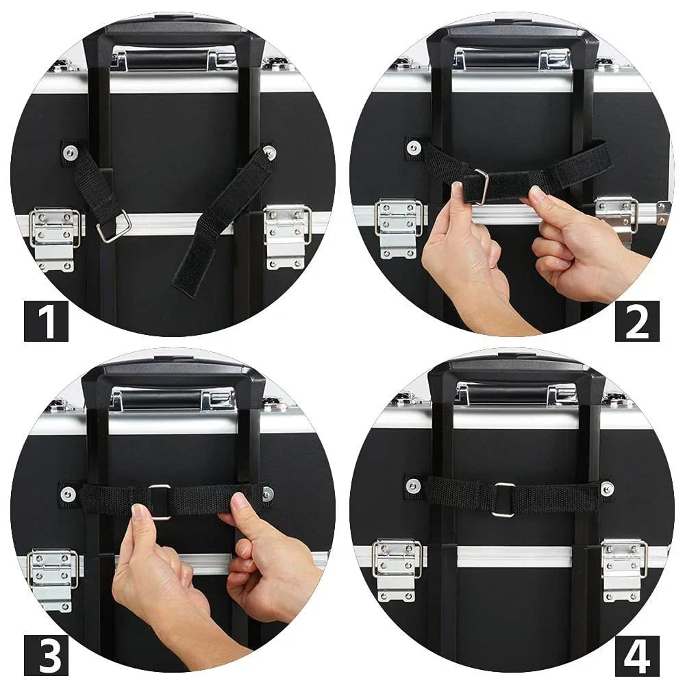 3-in-1 Aluminum Cosmetic Case Professional Makeup Train Case Large Capacity Trolley Makeup Travel Case