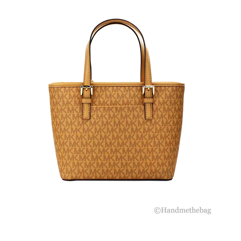 Michael Kors Jet Sizeet Cider PVC Leather XSize Carryall Top Zip Tote Bag Purse