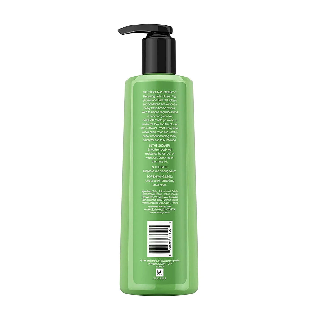 3 Pack Neutrogena Rainbath Pear and Green Tea Sizehower and Bath Gel 16 Ounce
