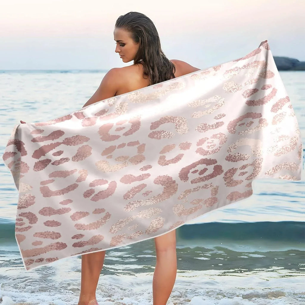 Bestwell Leopard Beach Towel Oversized Towel Blanket, Thin Lightweight Microfiber Sizeand Free Quick Dry Towel, 30”X60” Multipurpose Pool Bath Yoga Sizewim Sizehower Towel