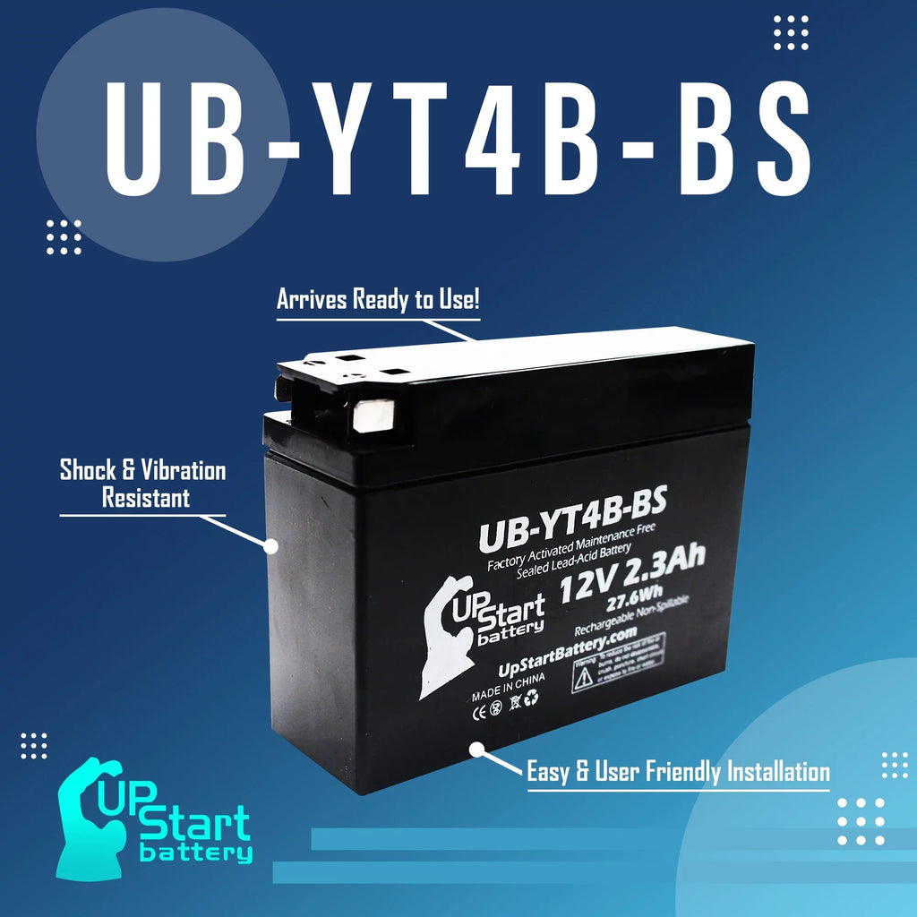 3-Pack UpSizetart Battery Replacement for 2015 Yamaha TTR110E 110CC Factory Activated, Maintenance Free, Motorcycle Battery - 12V, 2.3Ah, UB-YT4B-BSize