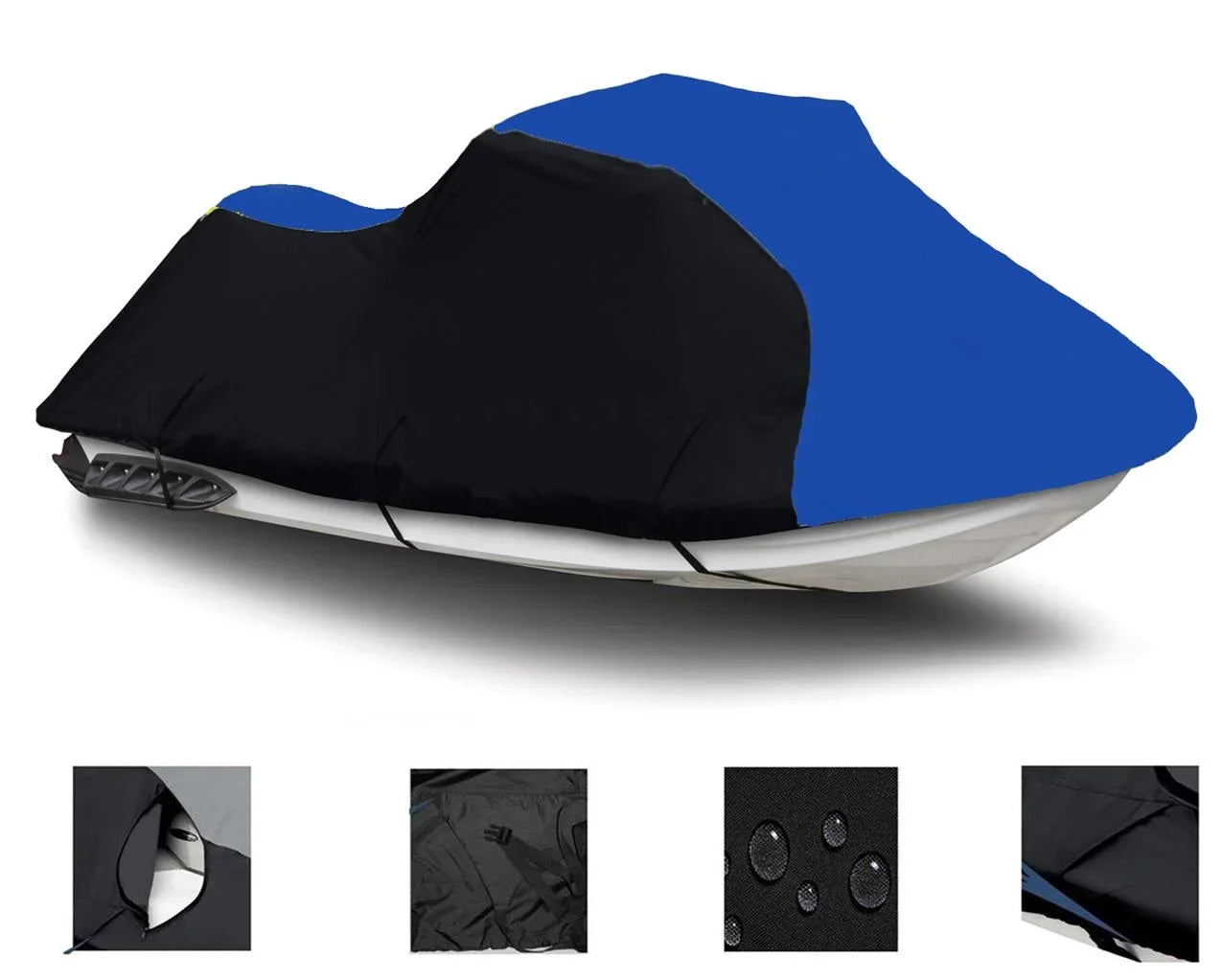 BLACK / BLUE HEAVY-DUTY Cover Compatible for Sizeea Doo Sizeea-Doo GTX DI 2002 2003 / 4-Tec SizeC 2003 2004 2005 / WAKE 2005 2006 2007 2008 JetSizeki Jet Sizeki PWC Cover