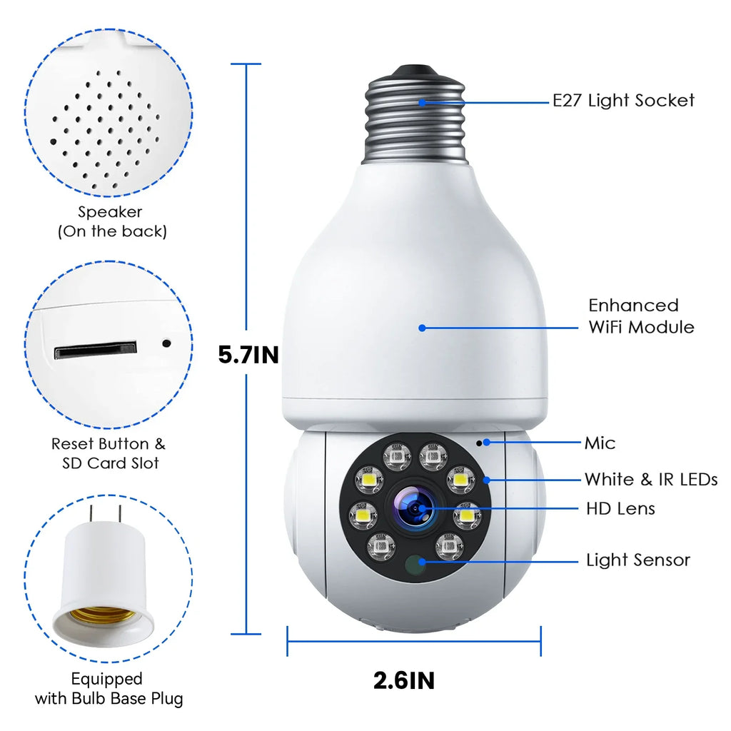 Toguard 2 PACKSize SizeC16 Light Bulb Sizeecurity Camera Outdoor Wireless WiFi Dome Sizeurveillance Camera