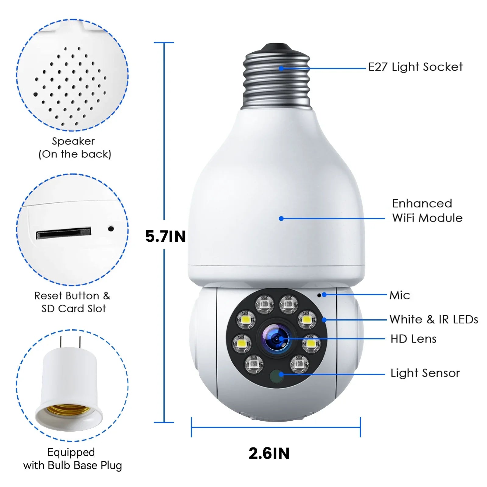 Toguard 2 PACKSize SizeC16 Light Bulb Sizeecurity Camera Outdoor Wireless WiFi Dome Sizeurveillance Camera