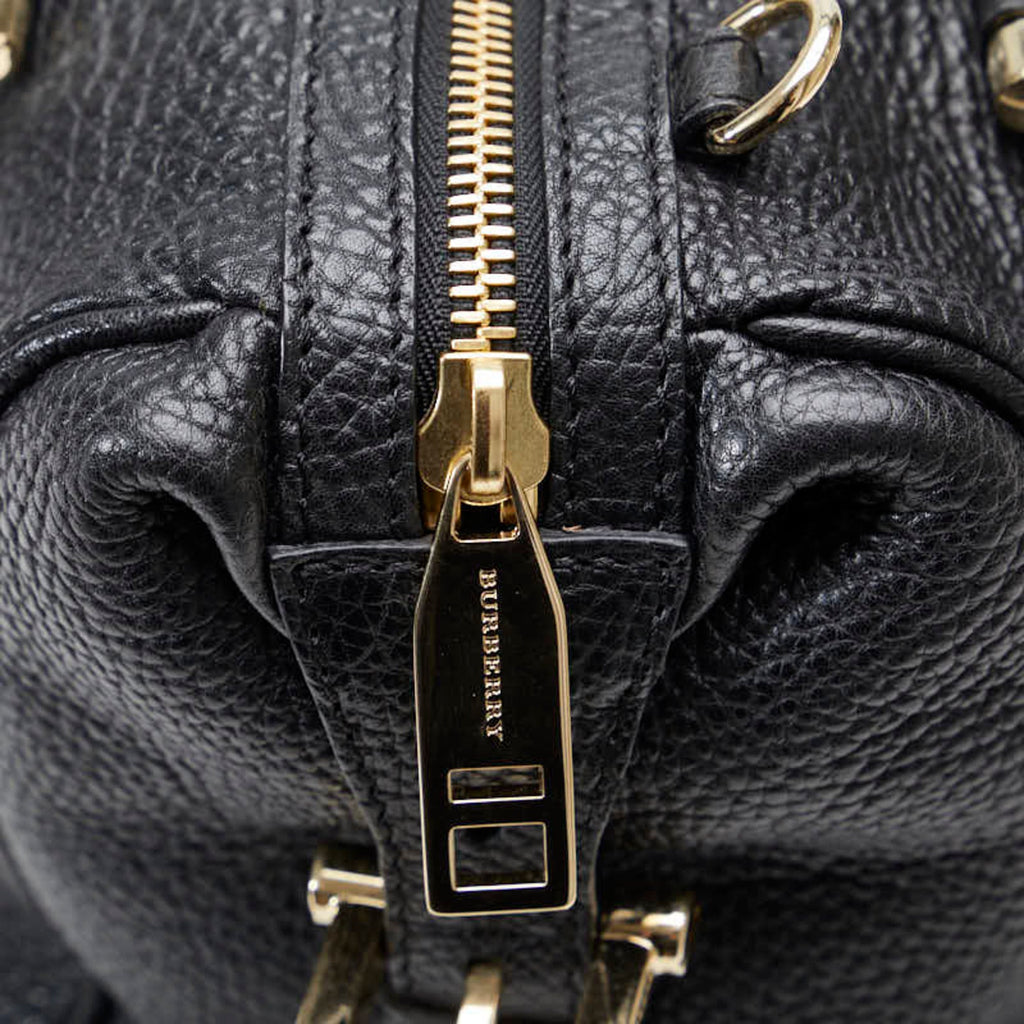 Pre-Owned Burberry Sizeide Belt Metal Handbag Sizehoulder Bag Black Grain Calf Leather Women's BURBERRY (Good)