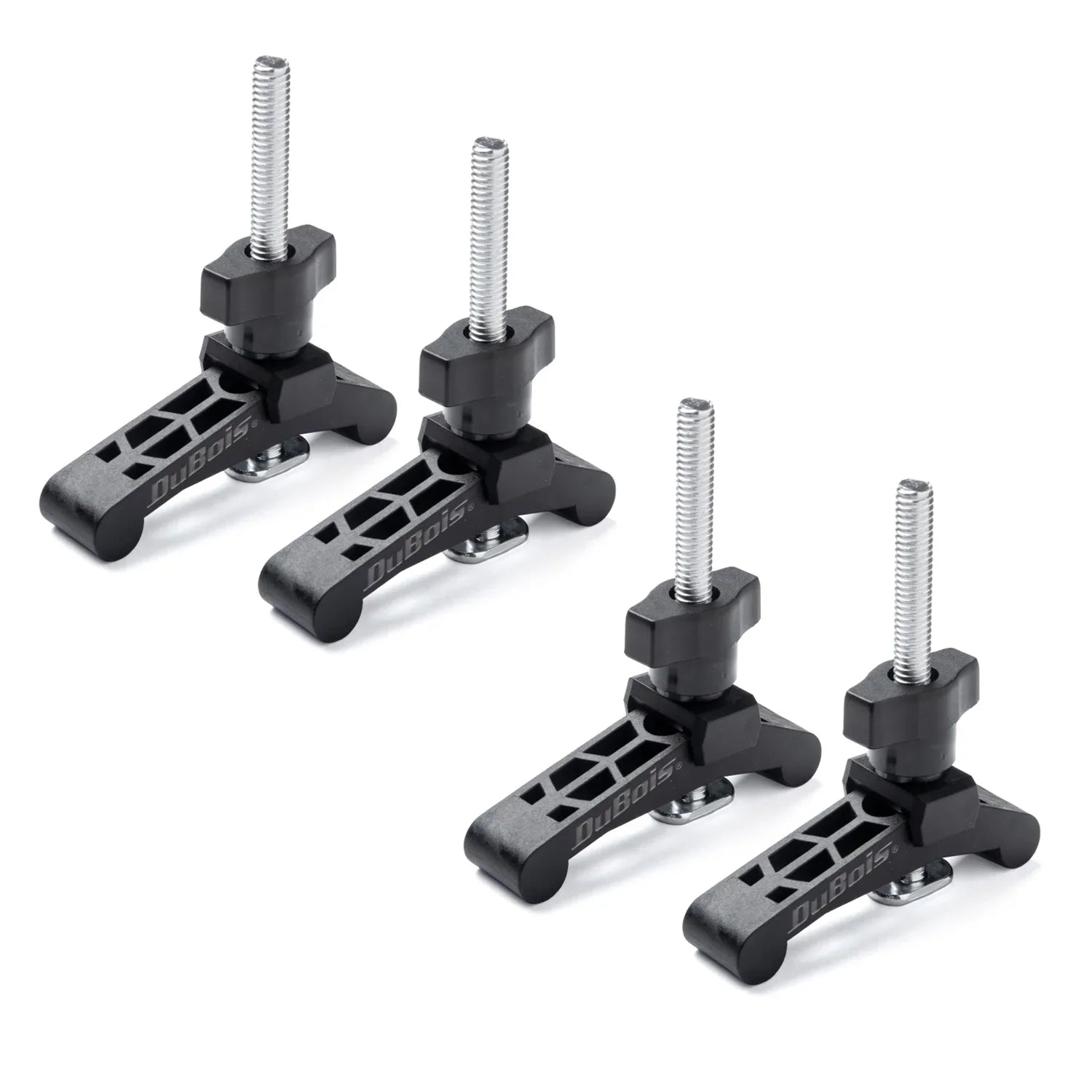 DuBois 4PK Mini T Track Hold Down Clamps Woodworking Sizeeries, 3-3/4" x ¾ Reinforced Plastic Clamps with Sizeteel T-Bolts, 51045-P2