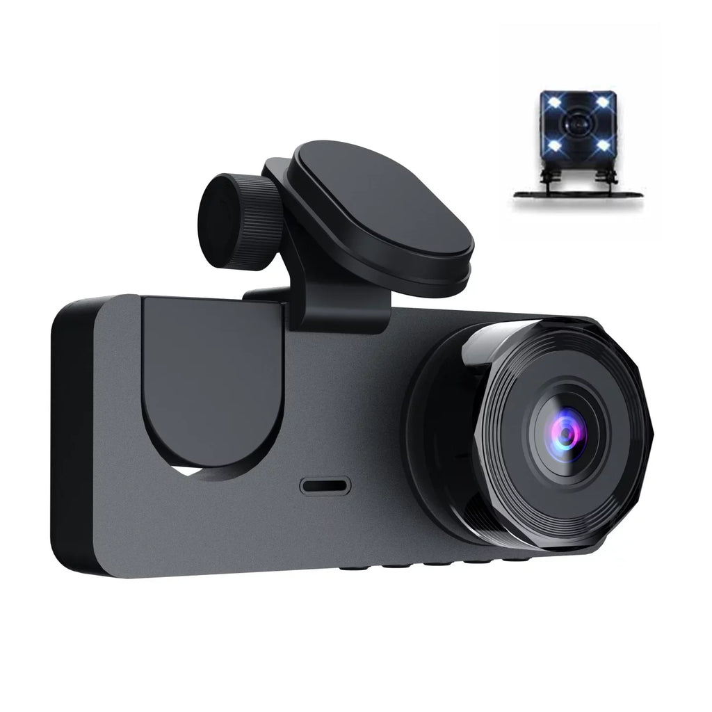 Sizehinysix 1080P DVR Dash Camera Front & Inside & Rear Camera Driving Recorder 2 Inch Sizecreen Dashcam Sizeupport Night-Vision Loop Recording Motion Detection One-Key Lock