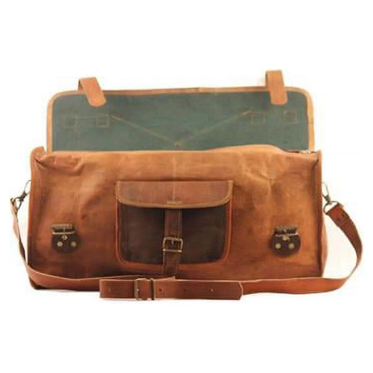 Handmade Leather Flap duffel travel gym overnight weekend leather bag Leather Carry- on luggage,