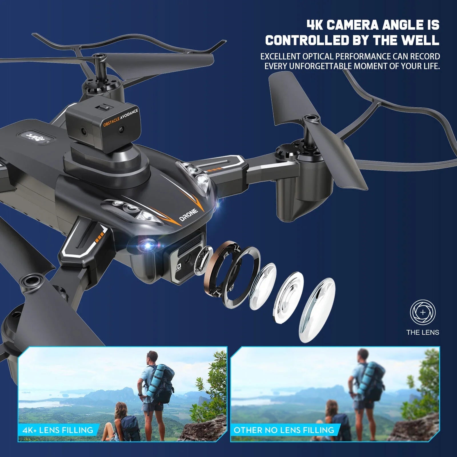 JLLOM Dual Camera Drone - 4K HD Quadcopter with Foldable Design and Obstacle Avoidance Technology
