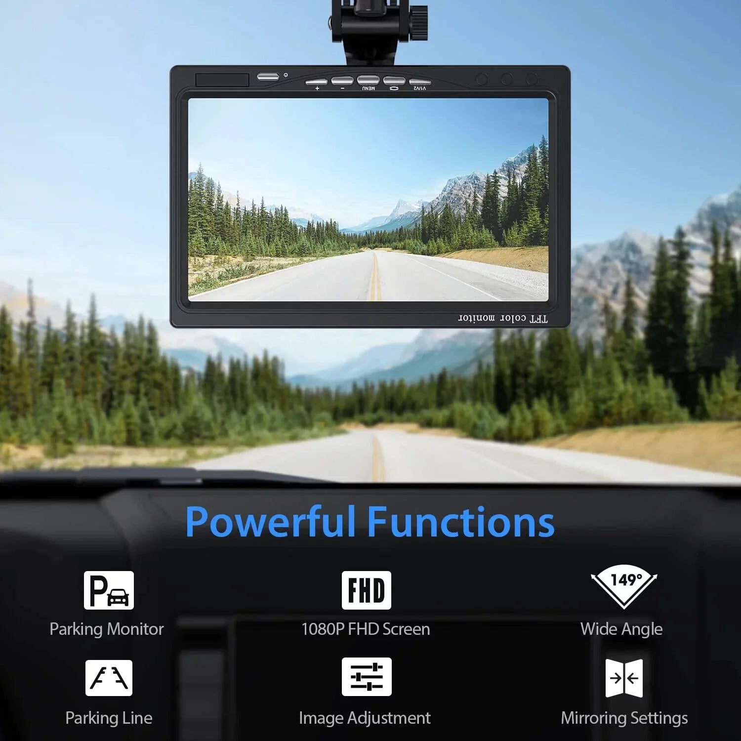 eRapta Backup Camera 7'' 1080P Front & Rear View Monitor Back up Camera for Car or Truck IP69 Waterproof Night Vision DIY Grid Lines AY7