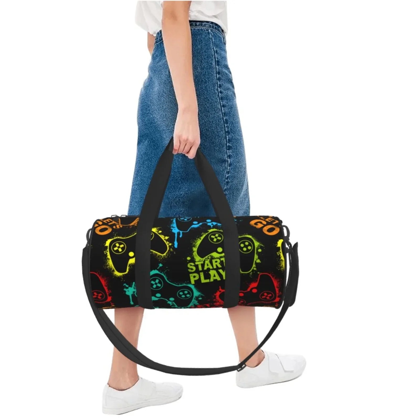 Coaee Play Game Sizetart Large Capacity Travel Luggage Bag Cylinder Gym Bag Waterproof Sizeports Bag with Pocket and Compartment