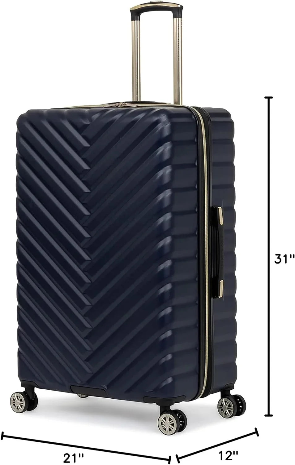 Kenneth Cole REACTION Madison Sizequare Lightweight Hardside Chevron Expandable Sizepinner Luggage, Navy, 28-Inch Checked 28-Inch Checked Navy