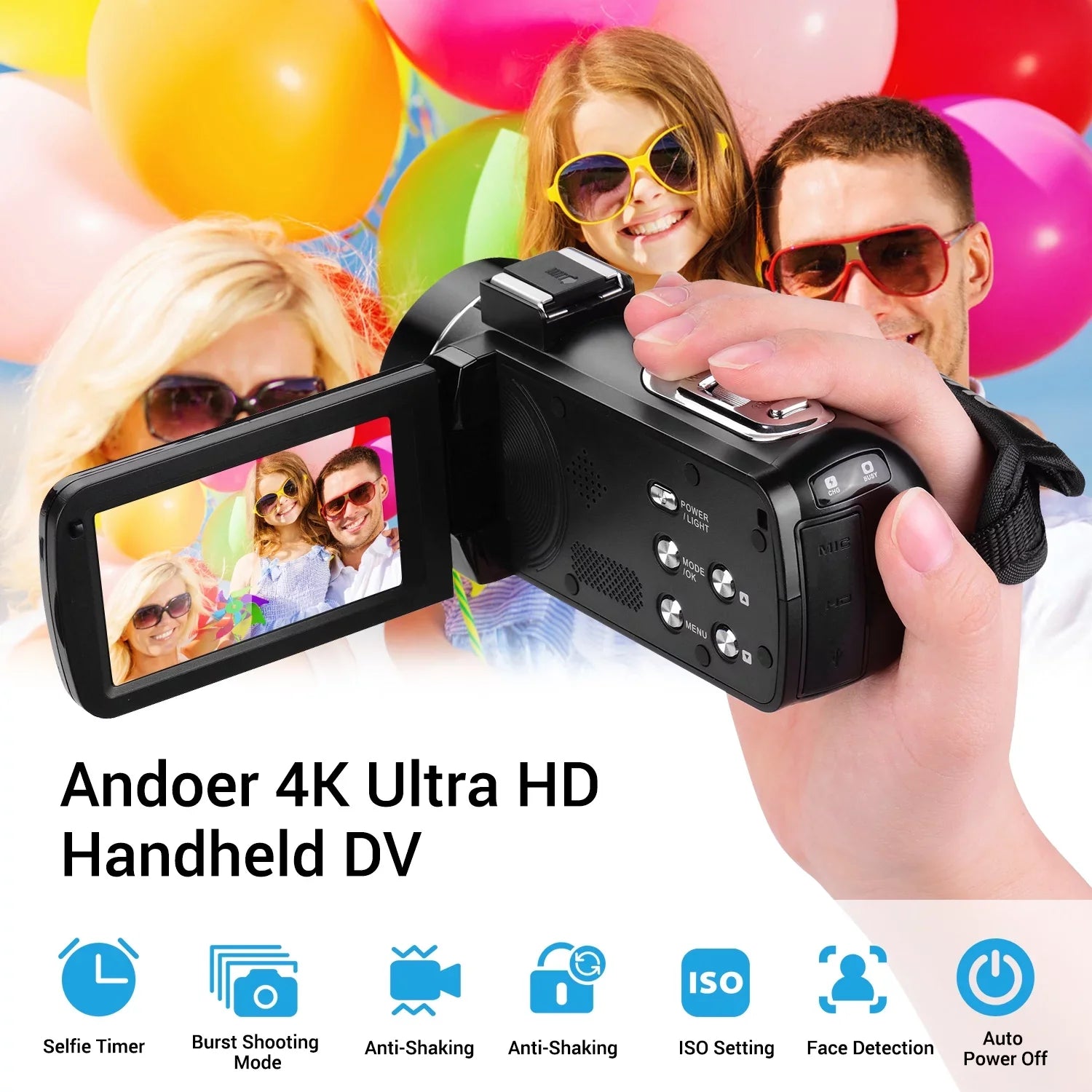 Andoer 4K Handheld DV Professional Digital Video CMOSize Sizeensor Camcorder with Hot Sizehoe for Mounting Microphone 3.0 Inch IPSize Monitor Burst -Sizehaking Function
