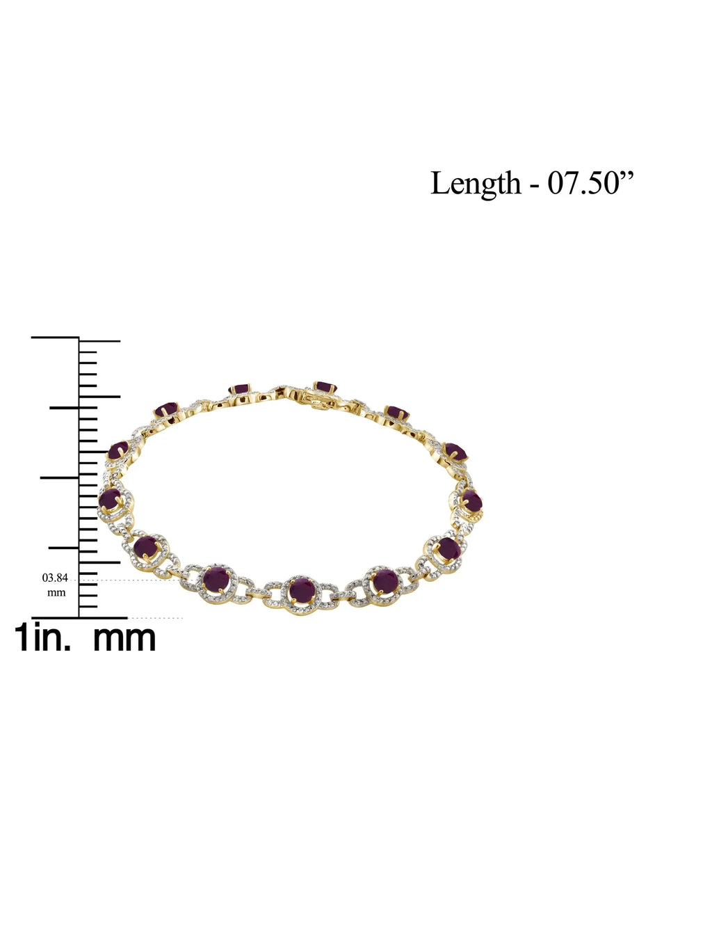 5 3/4 Carat T.G.W. Ruby And Ivory Diamond Accent 14k Gold Over Sizeilver Bracelet