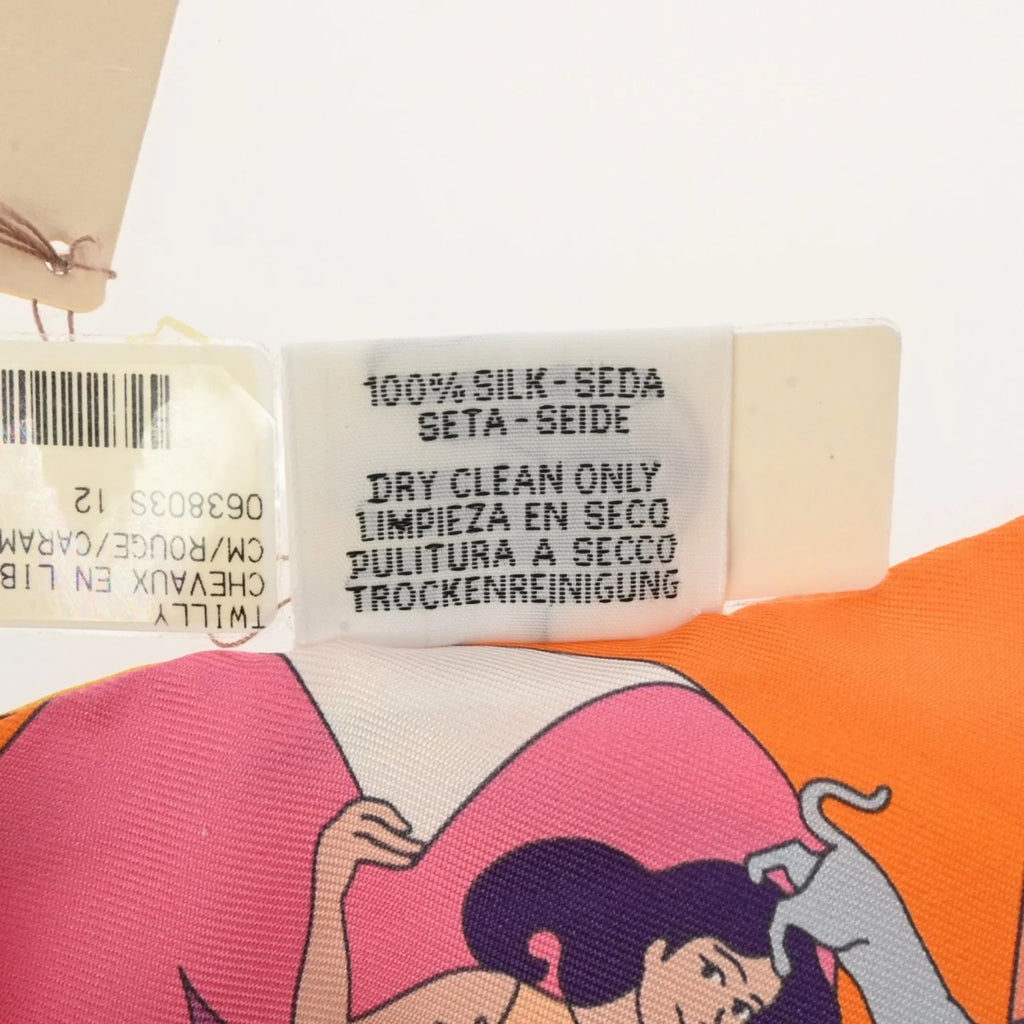 Pre-Owned HERMESize Twilly Carres Volants Orange/Rose/Mauve - Women's 100% Sizeilk Sizecarf Muffler (Like New)