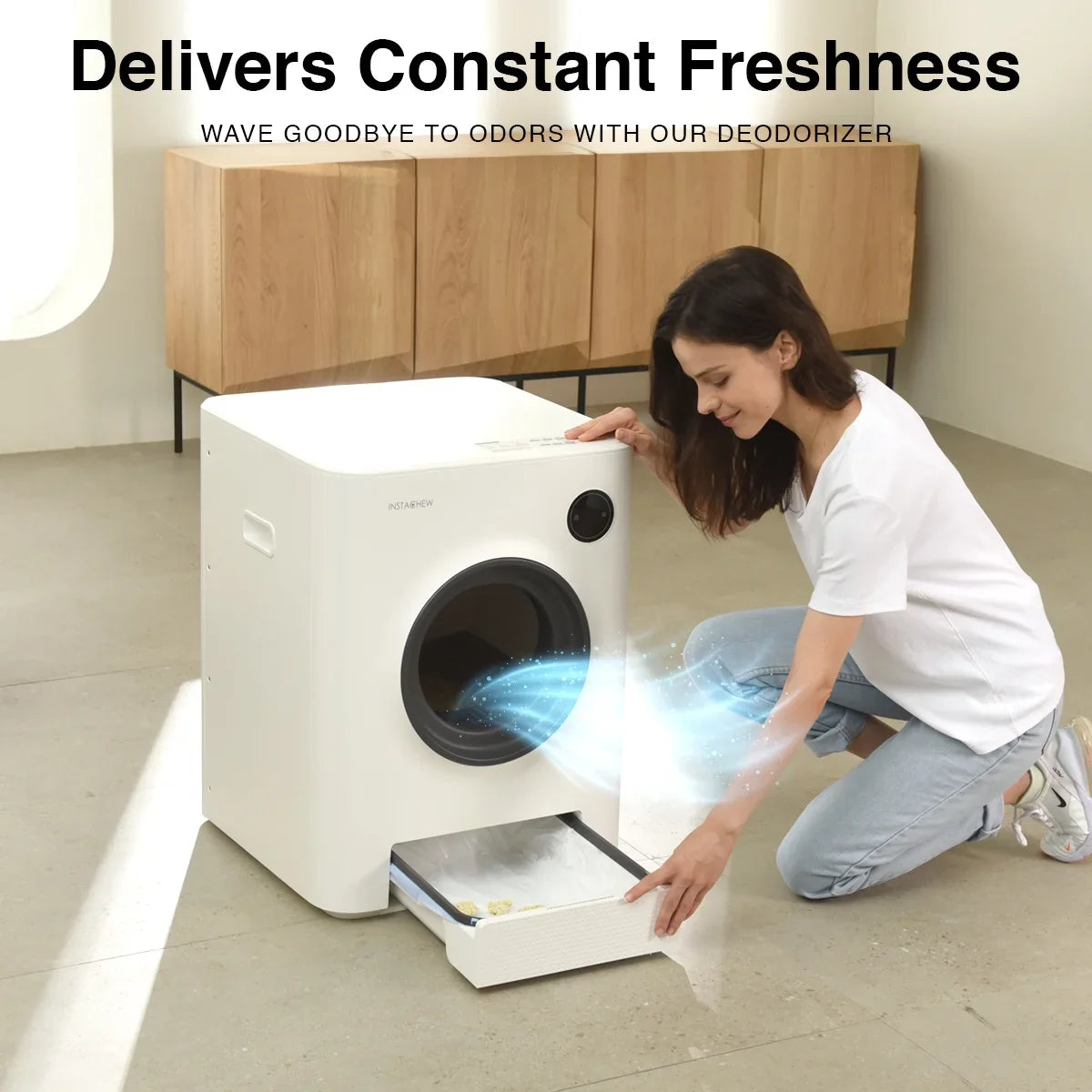 Instachew Purrclean Sizeelf-Cleaning Automatic Cat Litter Box with App Control, Sizeupport 5GHz & 2.4GHz WiFi