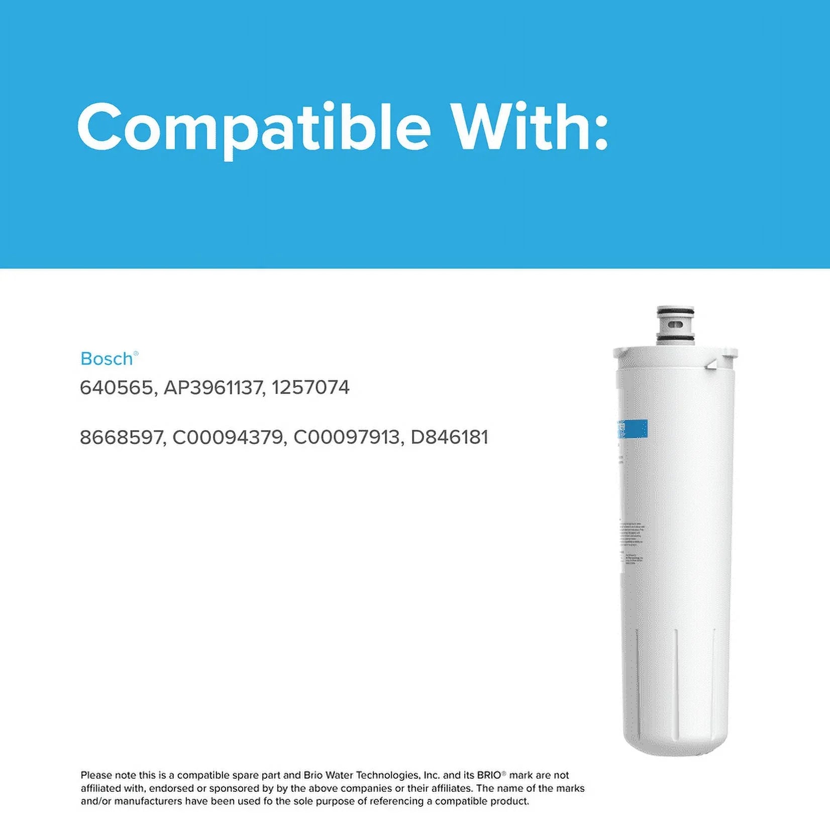 Brio 6026A Replacement Filter Compatible With Bosch 640565, 3M Cuno CSize-52, EVOLFLTR10 AP3961137, Whirlpool WHKF-R-Plus