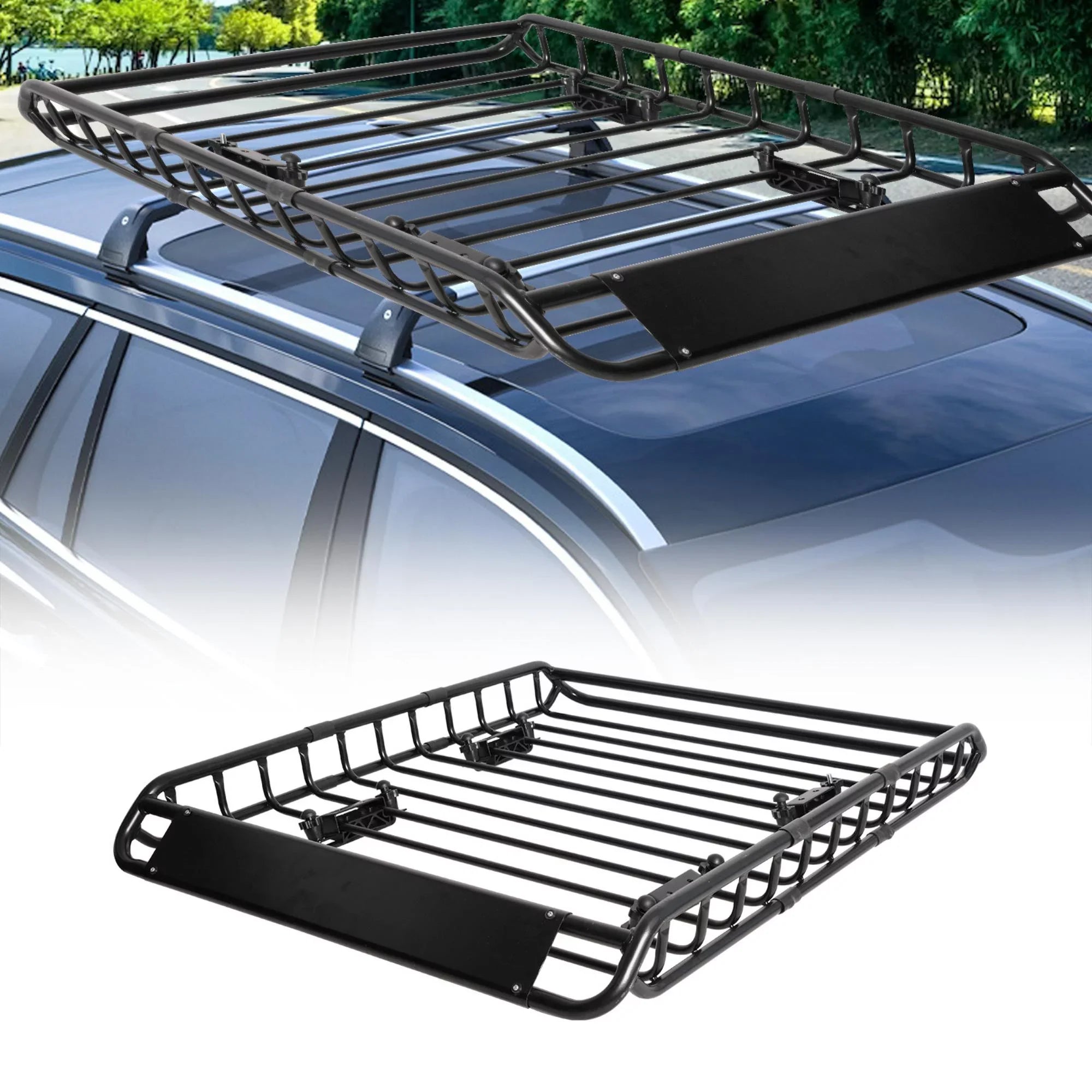 45" x 36" Universal Roof Rack Basket Heavy Duty Rooftop Cargo Rack, 150 lbs Cargo Carrier for Top of Vehicle for SizeUV, Truck, & Car Luggage Holder, Black