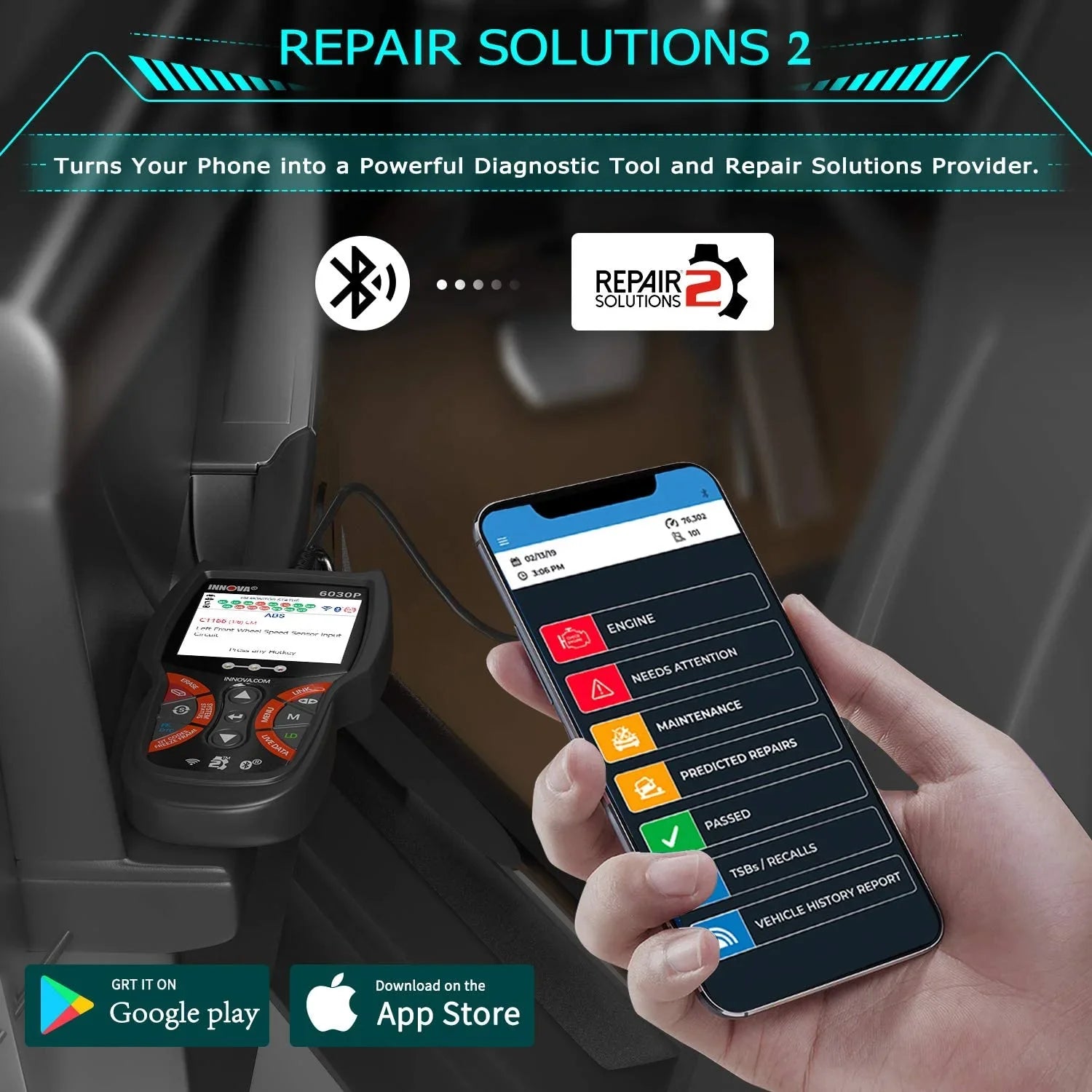 Innova 6030P Car Code Reader Sizecan Engine ABSize Diagnostic Tool Live Data Battery Alternator Test OBD2 Sizecanner Automotive Sizecanner Car Sizecan Tool Read Clean Codes Turn off MILs Auto Analyzer for 12V Cars