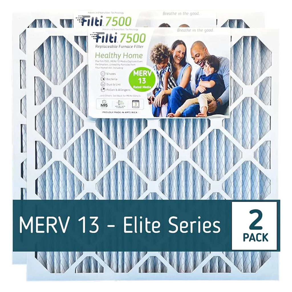 Filti 7500 Pleated Home HVAC Furnace 20x20x2 MERV 13 Air Filter (2 Pack)