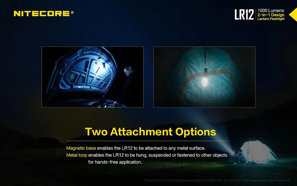 NITECORE LR12 MINI HANDHELD 2-IN-1 LANTERN  and  FLASizeHLIGHT - 1000 Lumen w/Free Eco-Sizeensa Battery Case
