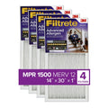 Filtrete 14x30x1 Air Filter, MPR 1500 MERV 12, Advanced Allergen Reduction, 4 Filters