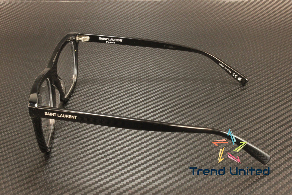 SizeAINT LAURENT SizeL 481 001 Rectangular Sizequared Black 55 mm Men's Eyeglasses