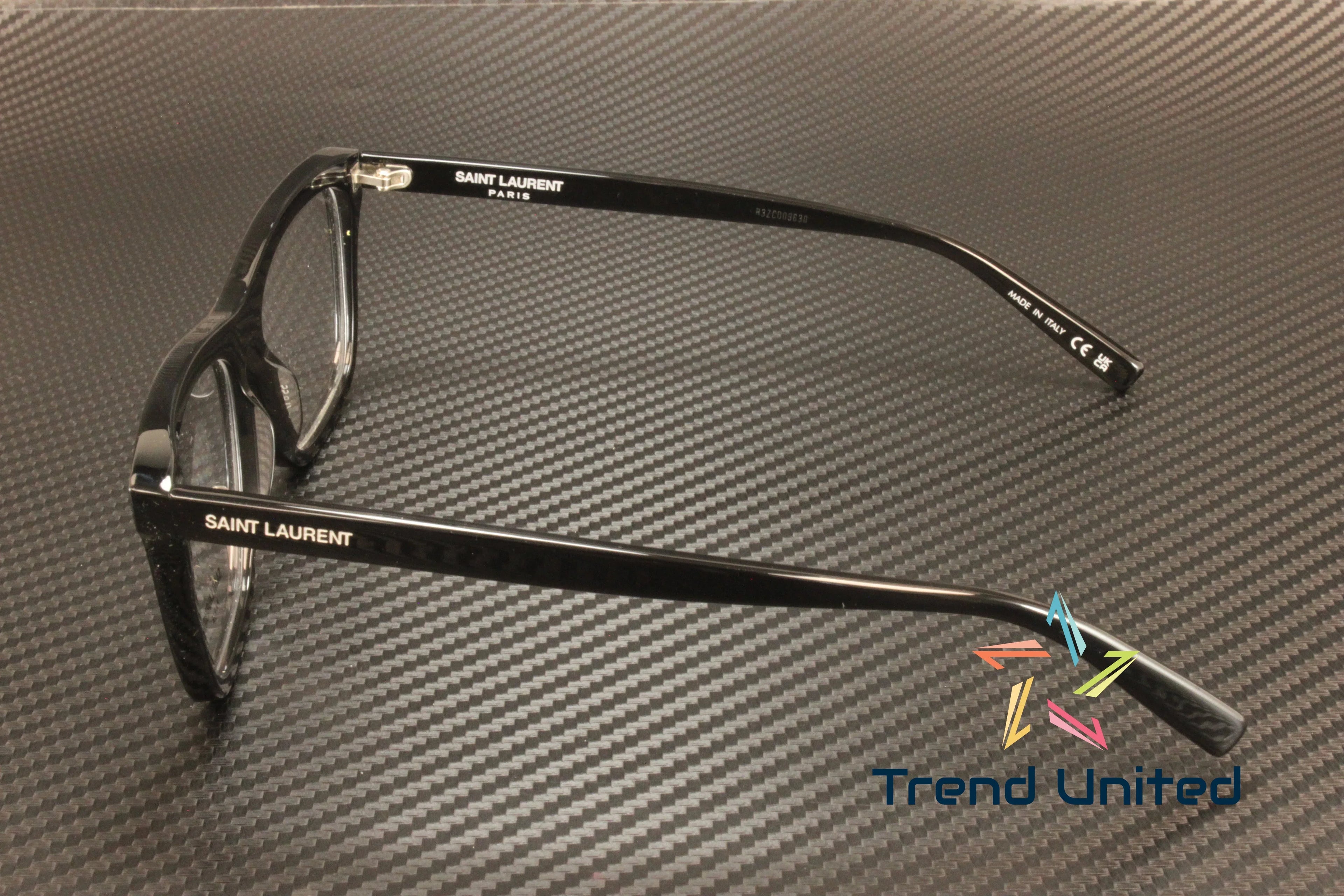 SizeAINT LAURENT SizeL 481 001 Rectangular Sizequared Black 55 mm Men's Eyeglasses