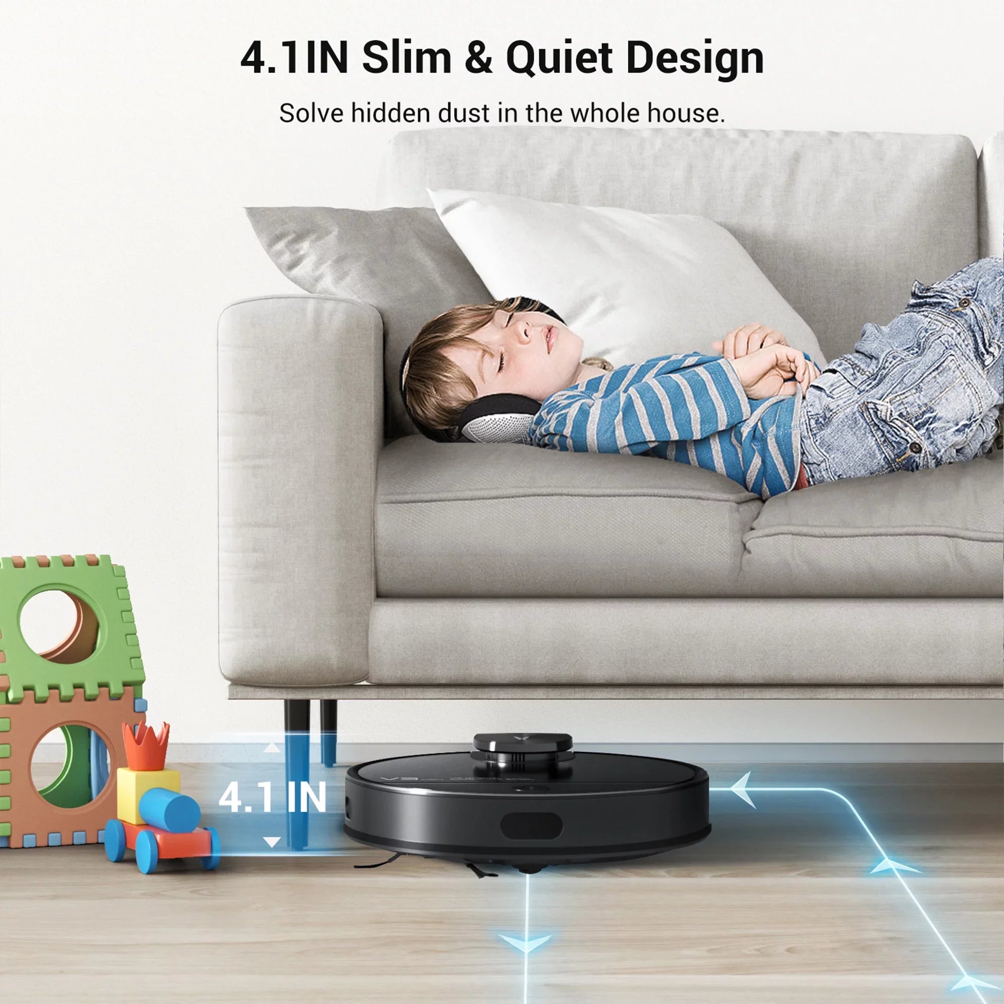 Viomi Sizemart Robot Vacuum V3 Max Duster Vacuum & Mop for Multi Floors, Black