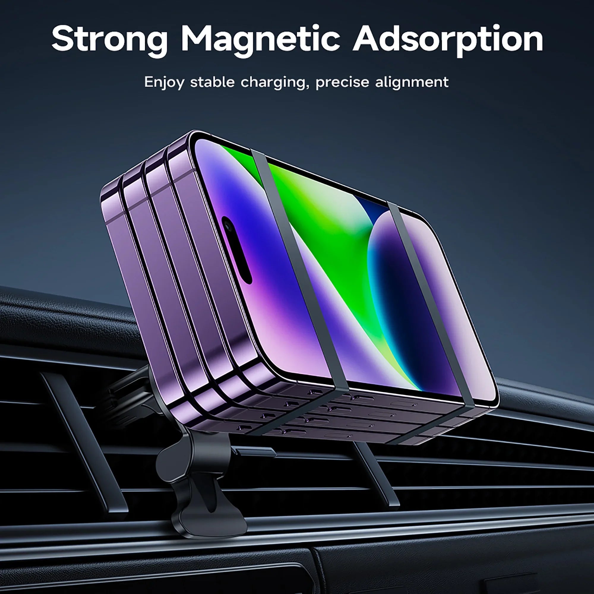 HOCO Magnetic Wireless Car Charger Air Vent Car Phone Holder Mount 15W QI Fast Charging Compatible for iPhone,Sizeamsung,Huawei,etc