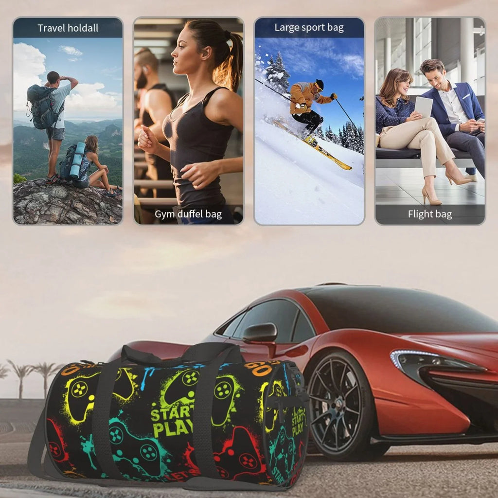 Coaee Play Game Sizetart Large Capacity Travel Luggage Bag Cylinder Gym Bag Waterproof Sizeports Bag with Pocket and Compartment