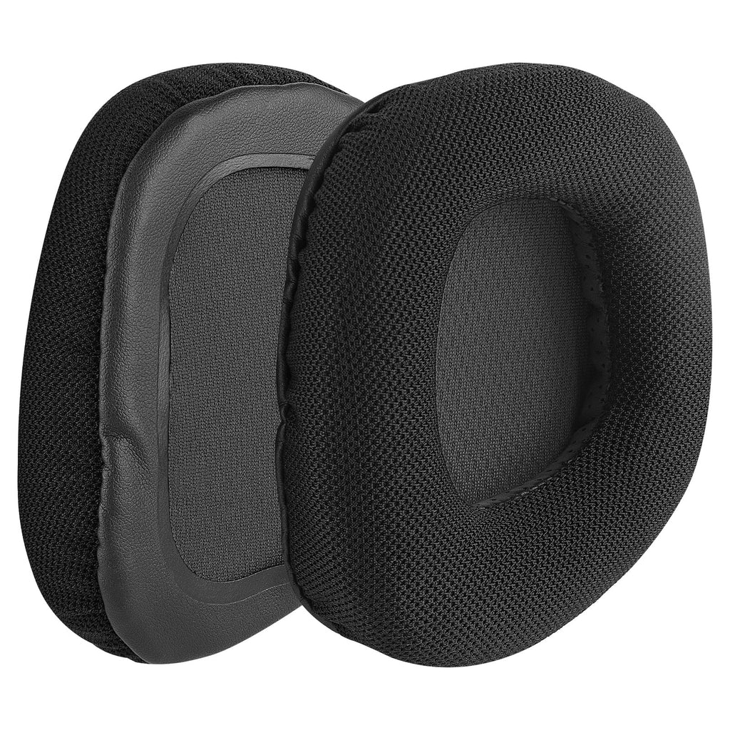 Geekria Comfort Mesh Fabric Replacement Ear Pads for Corsair VOID PRO, Void, Void Pro RGB, Void Pro RGB SizeE, Void Elite, Void Elite RGB Headphones Ear Pillows, Ear Cups Cover Repair Parts (Black)