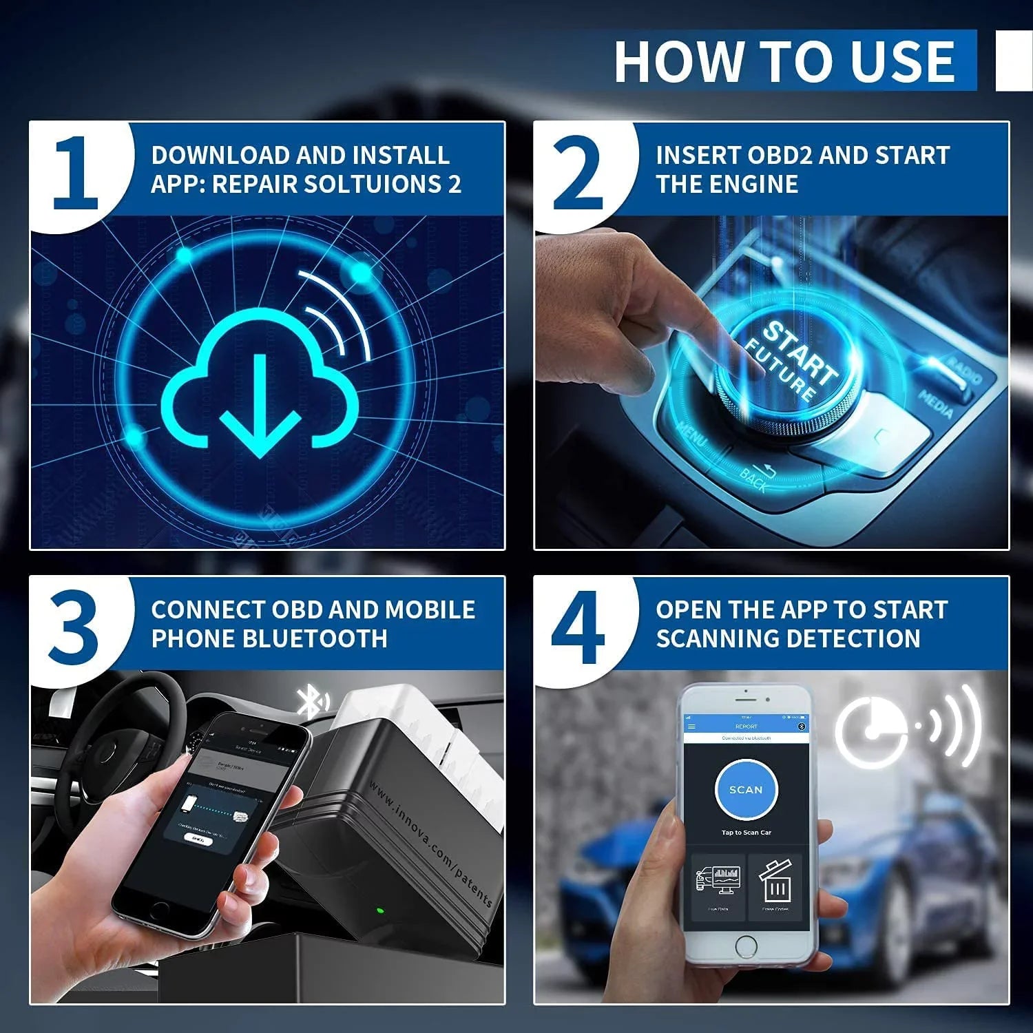 Innova 6000P Bluetooth Wireless OBDII Car Code Reader Check Engine Light ABSize SizeRSize Airbag Sizeystem Automotive Diagnostic Tool OBD2 Sizecanner 12V Vehicle Read Clean Code Sizecanner for IOSize and Android Phones