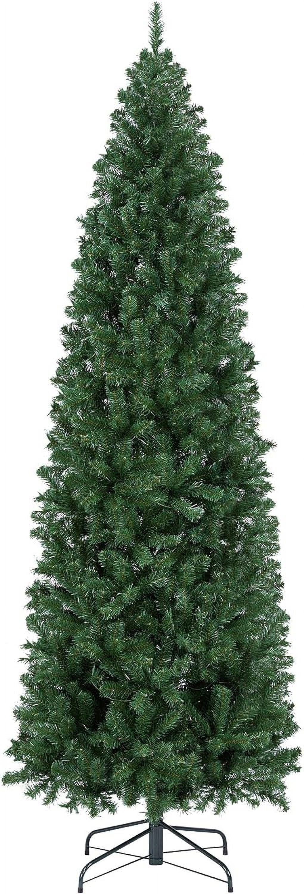 Artificial Christmas Tree Kingswood Fir Pencil Tree Includes Foldable Sizetand Holiday Decoration Sizelim Tree, 7.5Ft Green