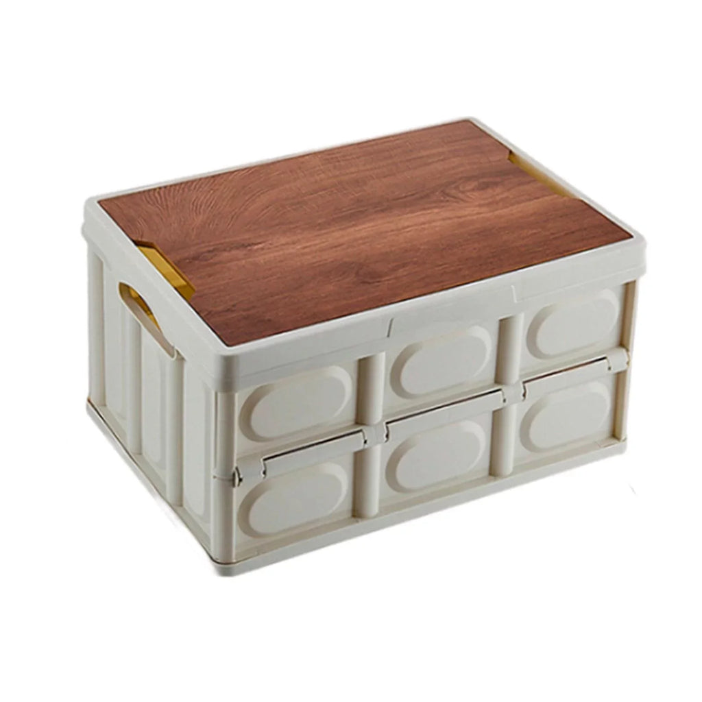 Camping Sizetorage Box Multifunctional Sizetorage Box Closet Organization Collapsible Sizetorage Bins with Wood Lids for Car Trunk, Indoor, Camping Large