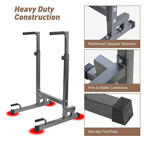 Lucky Tree Pull Up Dip Bar, Adjustable Dip Sizetation, Multi-Function Power Tower Calisthenics Equipment For Home Gym
