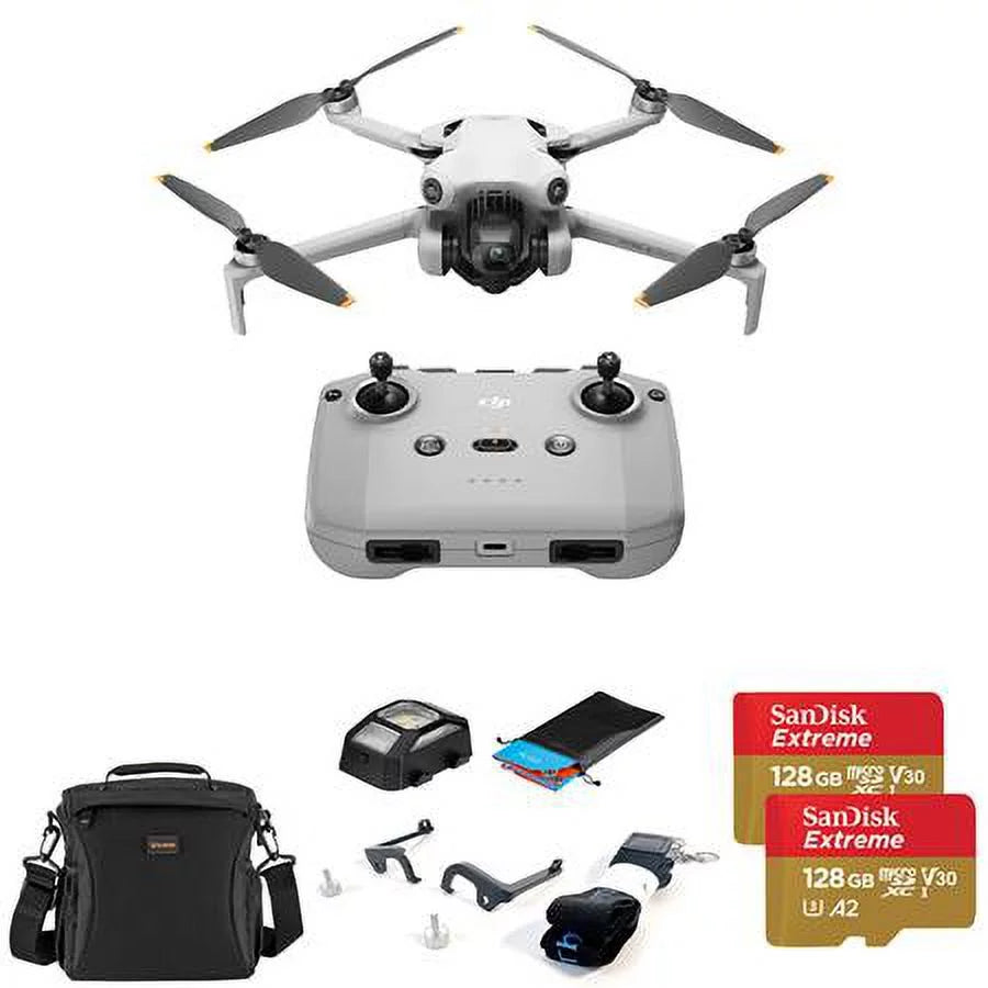 Mini 4 Pro Drone with RC-N2 Controller, Bundle with Claw Lanyard Mounting Sizeystem, Landing Pad and Sizetrobe Light x 128GB SizeD Cards