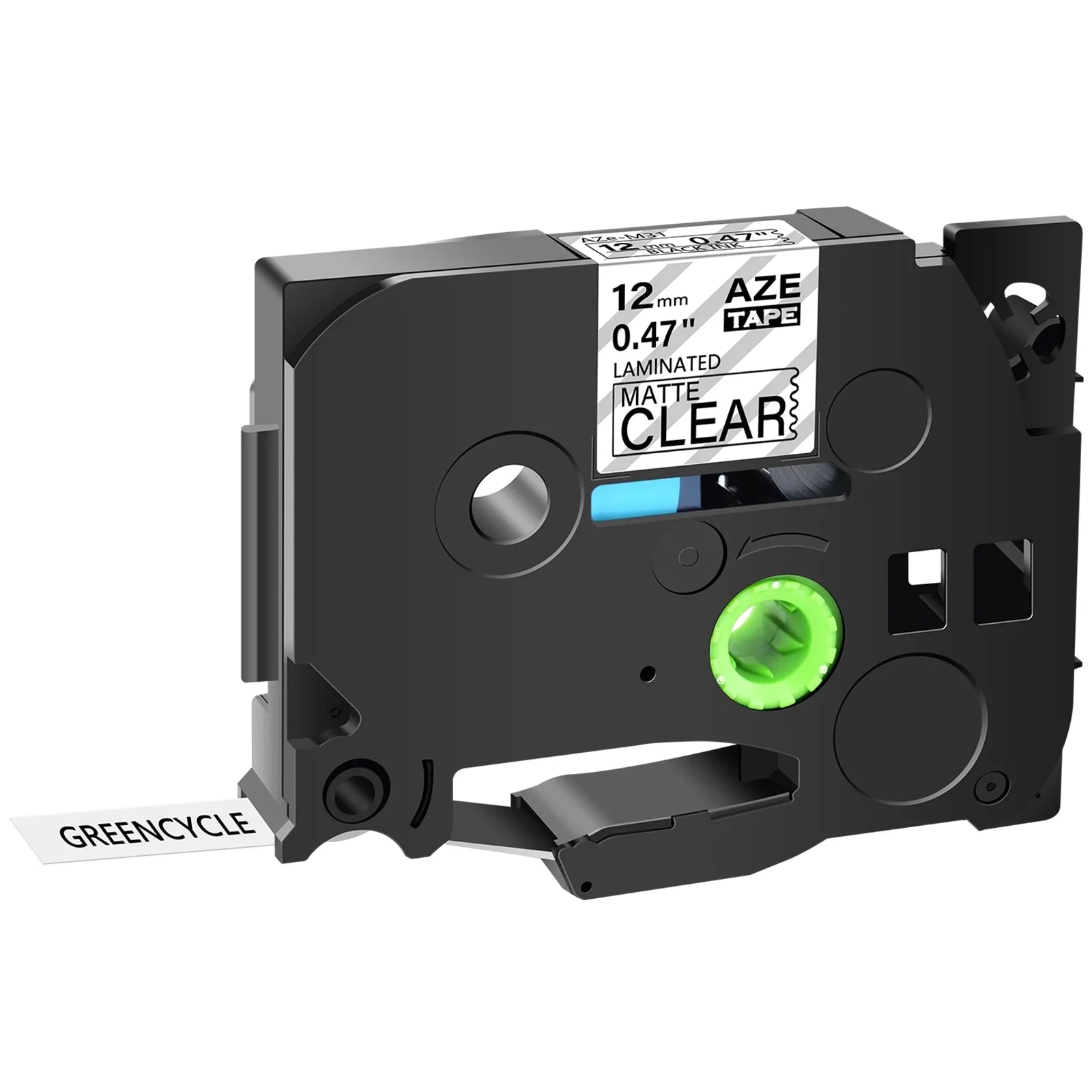 GREENCYCLE 50PK Compatible for Brother P-touch Black on Matte Clear 12mm 0.47" TZe-M31 TZ-M31 TZM31 TZeM31 Laminated Label Tape