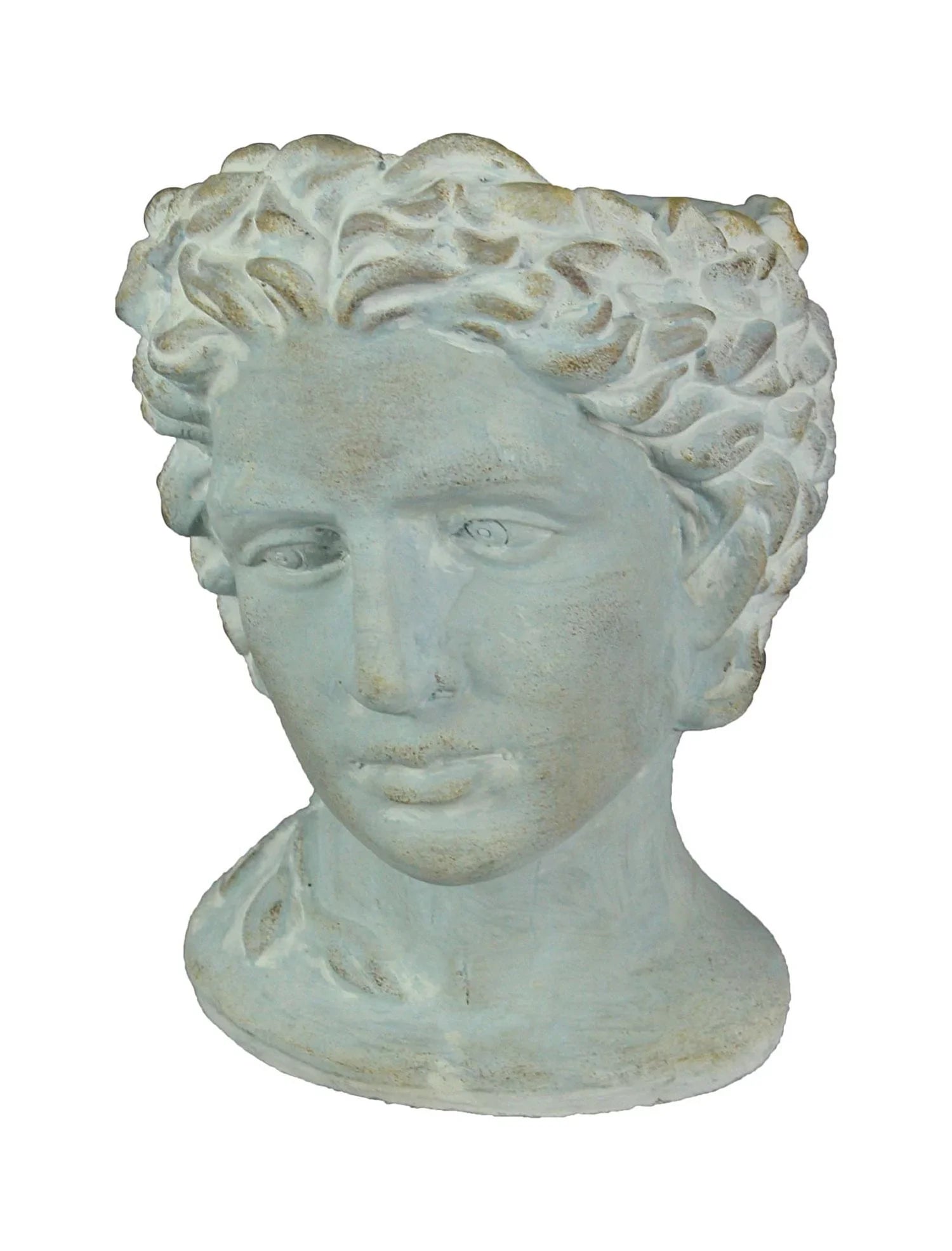 Mayrich Gray Cement Greek Warrior Bust Planter  9.25 in x, 6.75 in x 7.25 in
