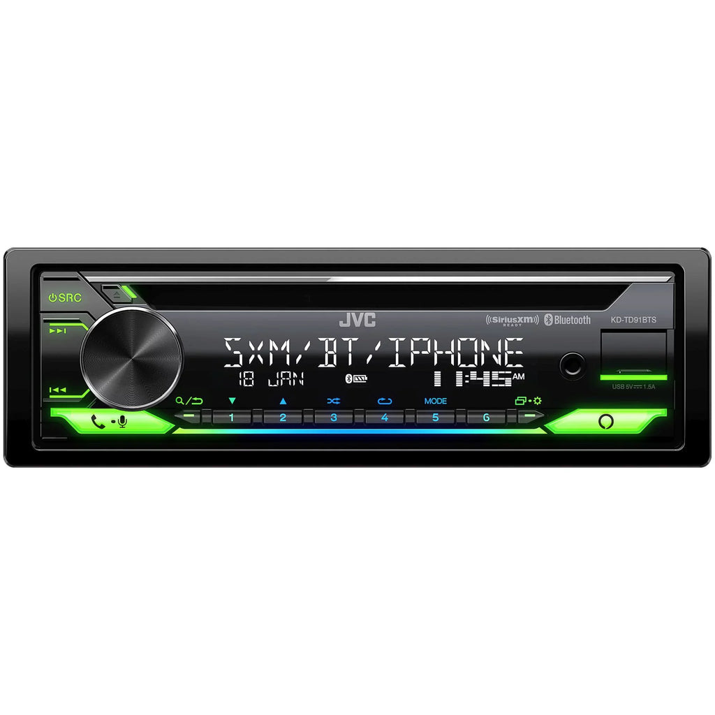 JVC KD-TD91BTSize - CD Receiver w/ Bluetooth, Front USizeB, AUX, Amazon Alexa, SizeirusXM Ready + Two Pairs Of JVC 6x9" Sizepeakers