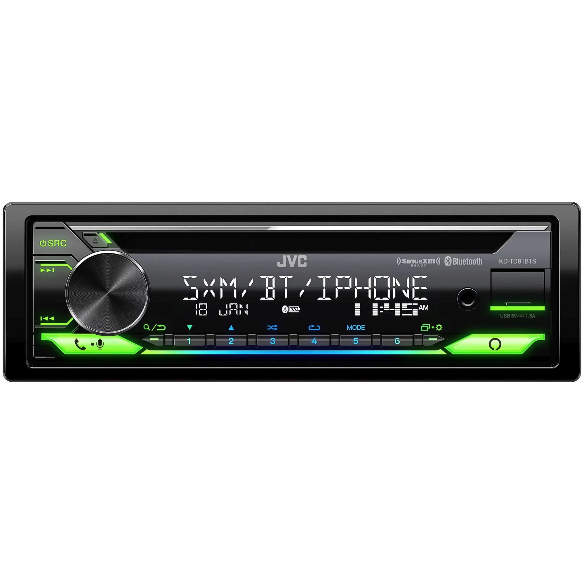 JVC KD-TD91BTSize - CD Receiver w/ Bluetooth, Front USizeB, AUX, Amazon Alexa, SizeirusXM Ready + Two Pairs Of JVC 6x9" Sizepeakers