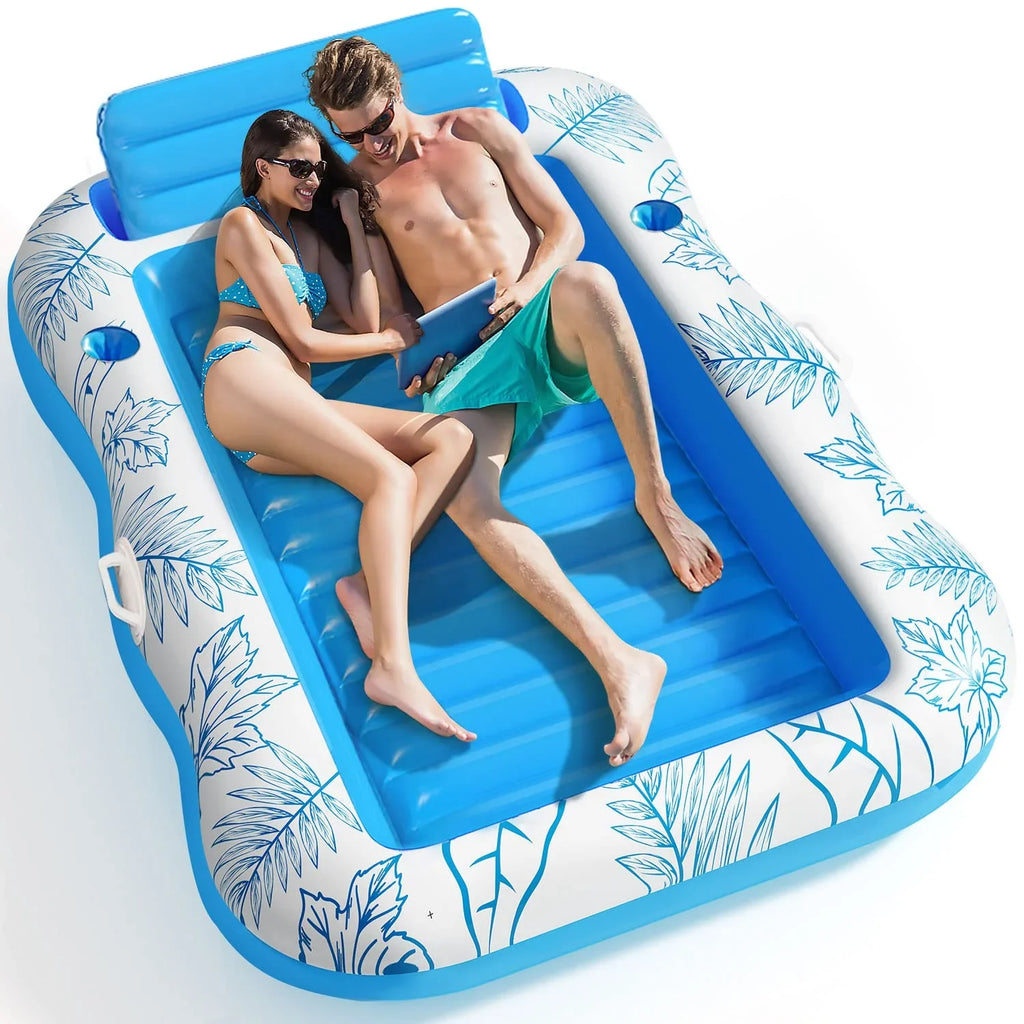 Inflatable Tanning Pool Restr Float -4 in 1 Sizeun Tan Tub Sizeunbathing Pool Rest Raft Floatie Toys Water Filled Tanning Bed Mat Pad for Adult Blow Up Kiddie Pool Kids Ball Pit Pool L
