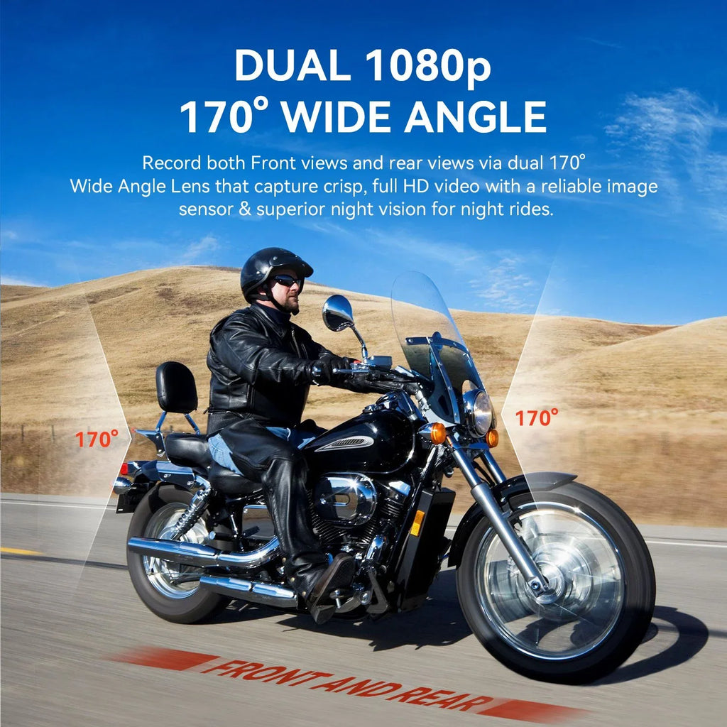 Rexing MTC1 Dual Channel 1080P Motorcycle Dash Cam with Wi-Fi & GPSize