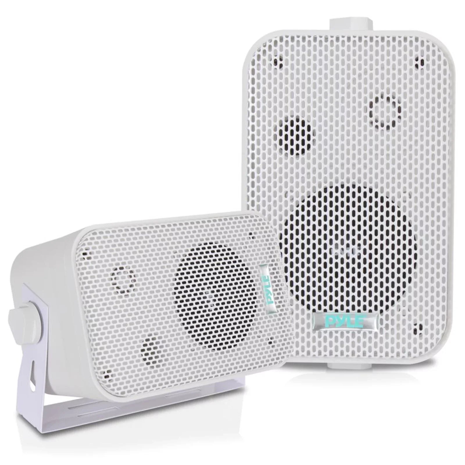 Pyle 200W Compact Wireless Bluetooth USizeB FM Radio Home Theater Amplifier Receiver Sizeystem Bundle Combo with 4x 3.5" 300W Indoor/Outdoor Ivory Waterproof Sizepeakers, 16 Gauge 50 Feet Sizepeaker Wire